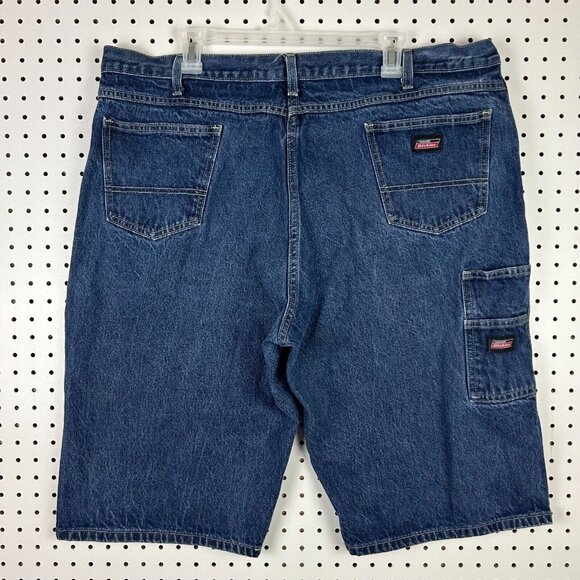 Dickies Work Wear Baggy Jean Shorts Sz 40 Blue Grunge Jorts Wide Leg‎ Skate Y2K - Picture 1 of 6